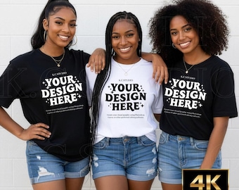 Maqueta de camiseta Comfort Colors 1717, mujeres afroamericanas, estilo urbano (4K UHD) (Descarga digital)
