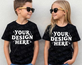 Black Bella Canvas 3001Y Kinder T-Shirt Mockup (Digitaler Download)