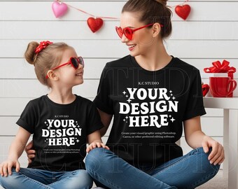 Bella Canvas Black T-Shirt Mockup | Valentine's Day (Digital Download)