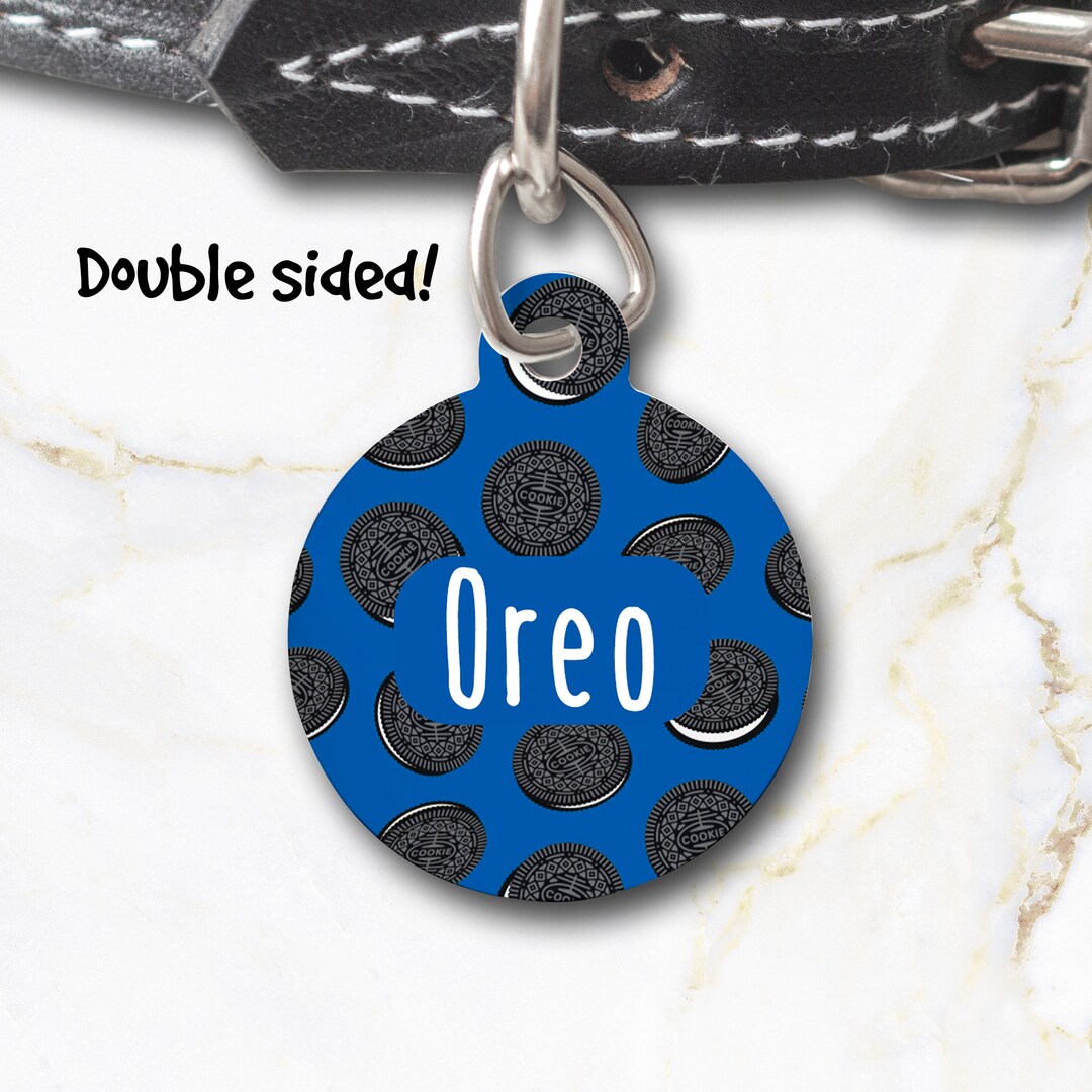 Cream Cookie Dog Name Tag Doublesided Handmade Durable Aluminium Christmas Gift for Dog Cat