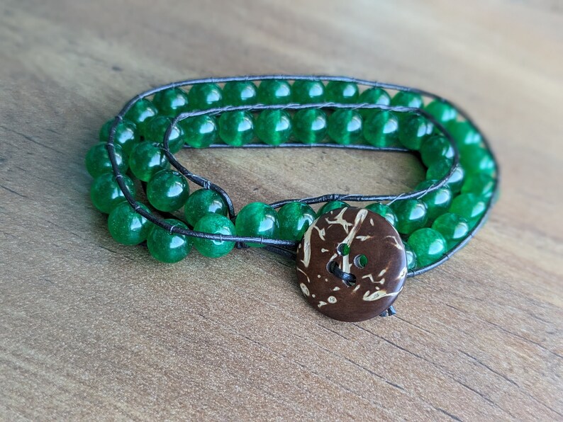 Green Jade Wrap Bracelet Etsy