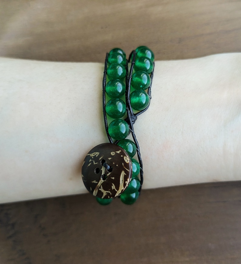 Green Jade Wrap Bracelet Etsy