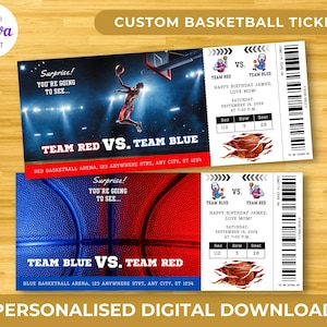 Entradas de baloncesto personalizadas, Entrada de baloncesto personalizada, Entrada de cumpleaños de baloncesto, Entrada imprimible, Juego de baloncesto, Regalo sorpresa