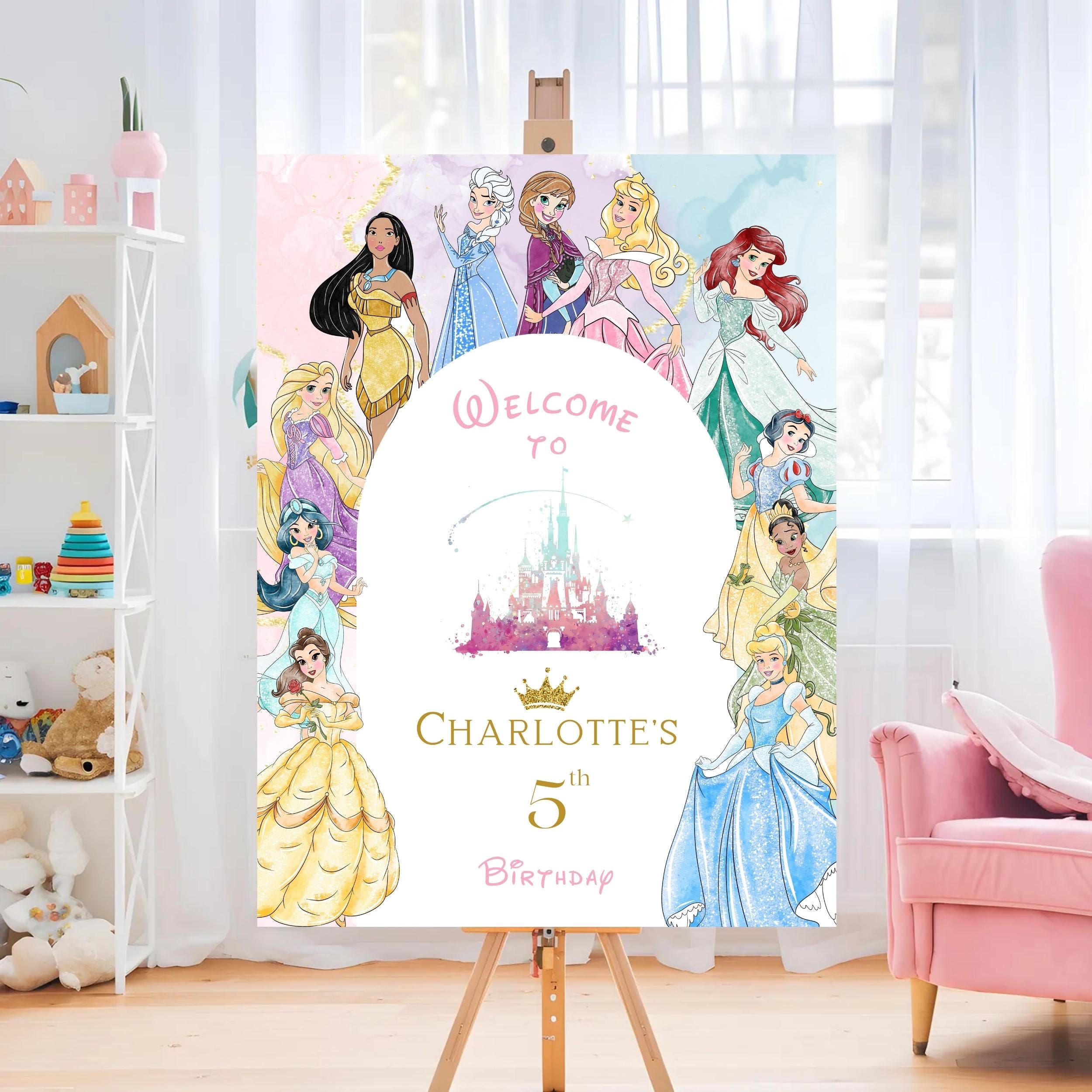 Welcome Princesses Watercolor Princess Birthday Welcome Sign Template | Editable Printable ...