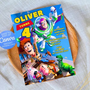 Editable Toy Story Invitation Template, Digital Toy Story Birthday Party Invitation, Digital Invite, Kids Invitation, Woody, Buzz Lightyear