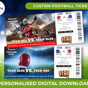 Football Ticket Gift, personalized Football Tickets, Football Birthday Ticket, Printable Football Ticket, Football Game Ticket,Surprise Gift