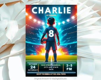 Editable Soccer Birthday Invitation | Canva Template 5x7 | Football Party Printable | Boys Sports Digital Download Invite