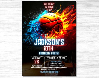 Editable Basketball Invitation Template, Basketball Birthday Invitation, Boys Girls Basketball Invite, Printable Basketball Theme Party