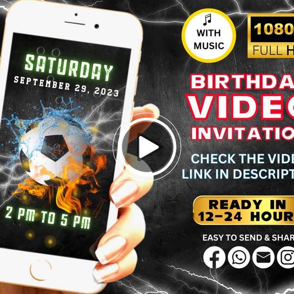 Soccer VIDEO Invitation, Soccer Party Video Invitation, Soccer Animated Video, Soccer Custom Invite, Soccer Party, Football Invitation