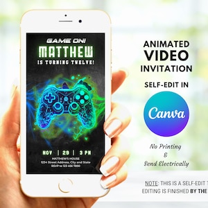 DIY Birthday Invitation Video, Self-edit Animated Video Party Invite, Editable Invitation Template, Edit in Canva, Party Invites for Kids