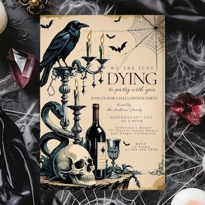Vintage Halloween Invitation Template, Halloween Invite, Printable Halloween Party for Adults, Editable Instant, Digital Download, Canva