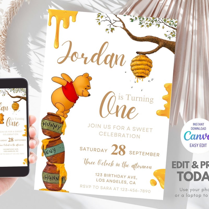 Winnie the Pooh Invitations Etsy