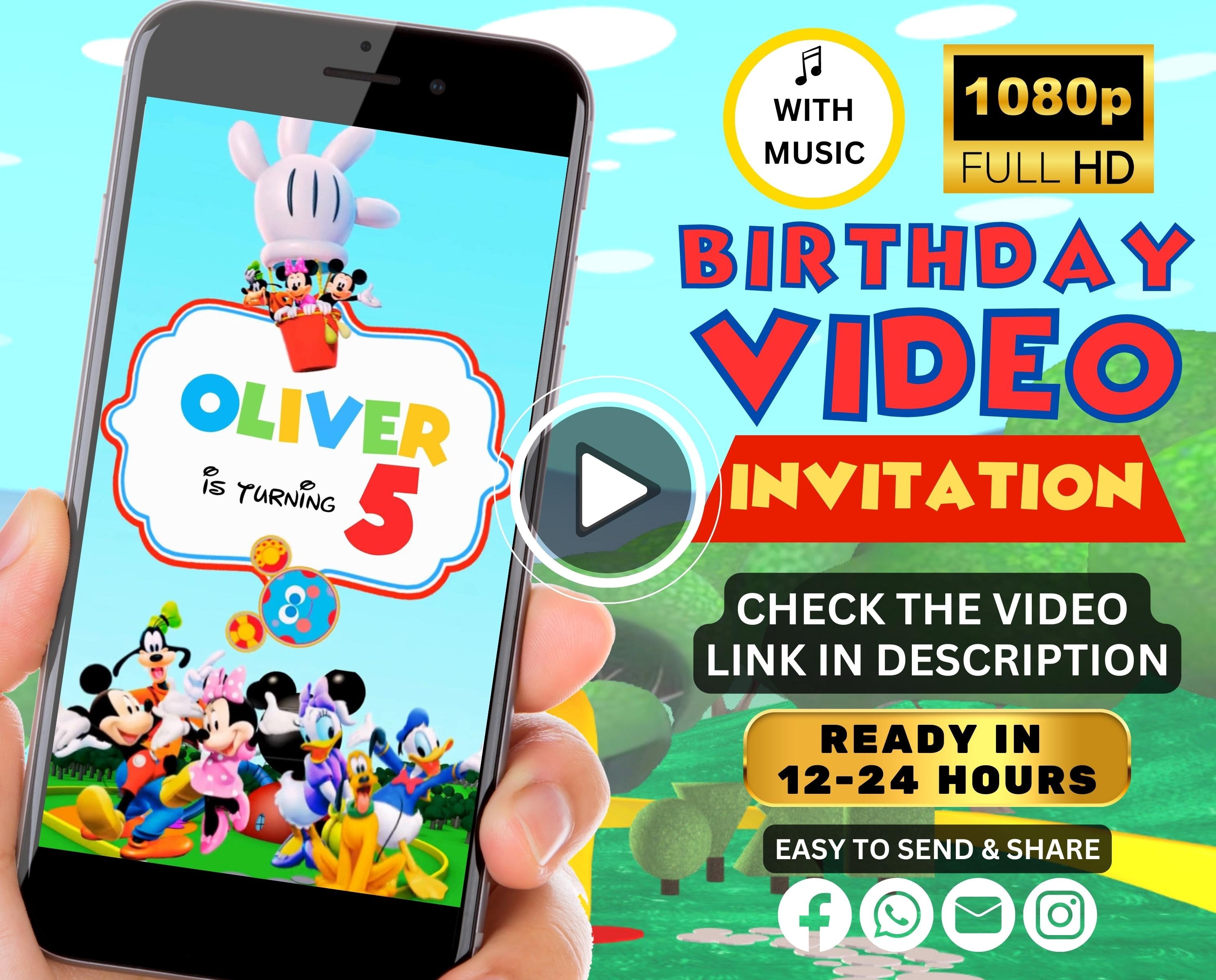 Mickey Clubhouse Party Invitation Video