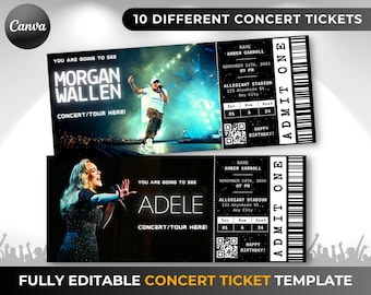 Editable Concert Ticket Template, Custom Concert Ticket Gift, DIY Event Ticket, Surprise Printable Concert Tickets Gift Idea, Printable