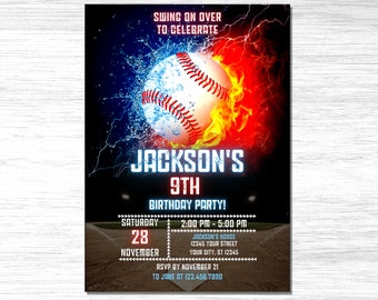 Editable Baseball Invitation, Baseball Birthday Party Invitation, Rookie of the Year, Sports, Slugger Ball Game, Swing on Over Invitation