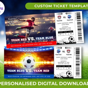 Regalo de entrada de fútbol, entradas de fútbol personalizadas, entrada de cumpleaños de fútbol, entrada de fútbol imprimible, entrada de partido de fútbol, regalo sorpresa
