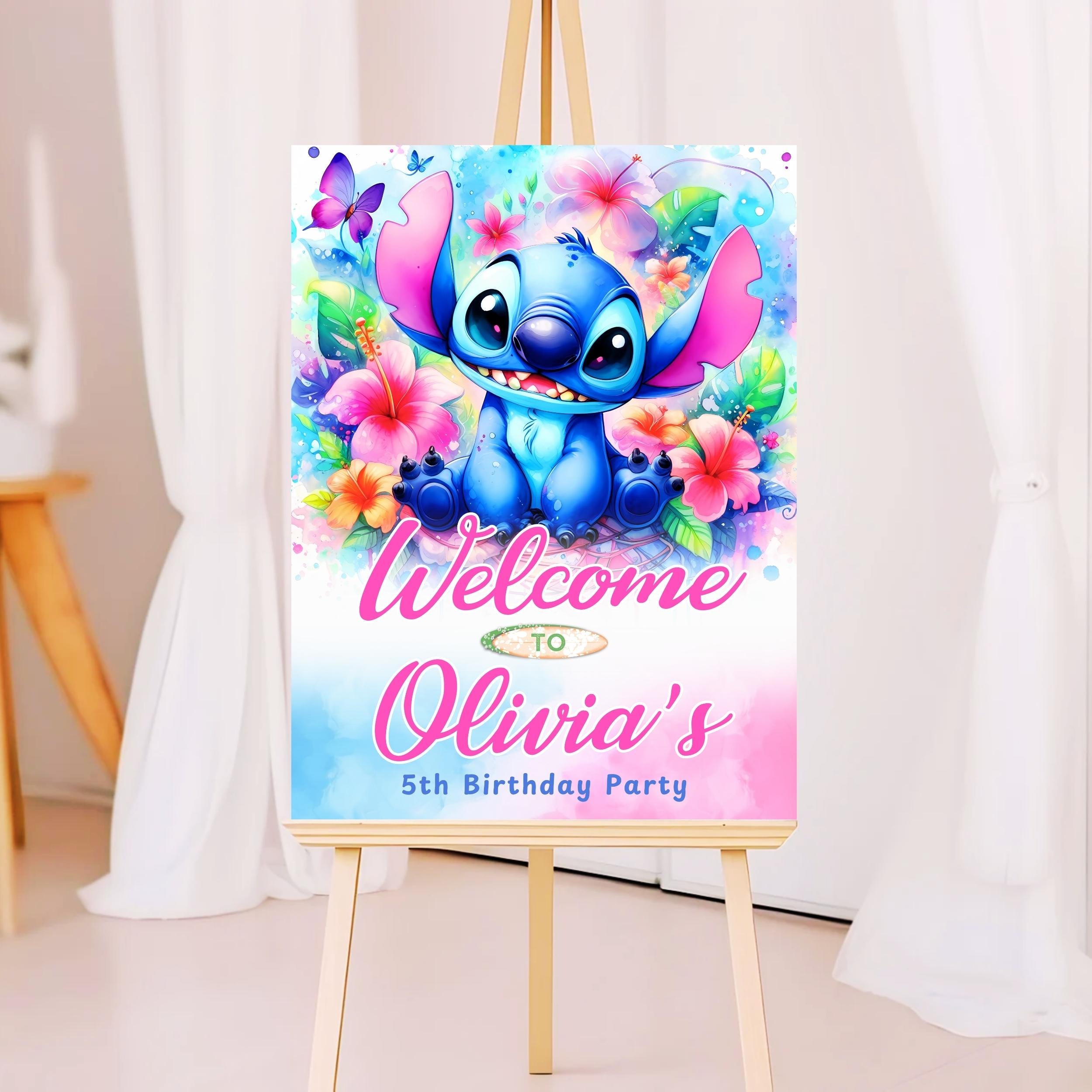 Stitch Welcome Spring Stitch Birthday Welcome Sign Template | Editable Printable Party Sign ...