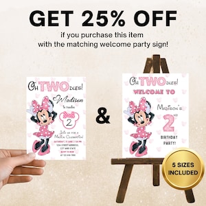 Editable Oh TWOdles Birthday Invitation Digital 2nd Birthday Cute Mouse Second Birthday Invite Oh Twodles Invitation Boho Minnie Invite image 2