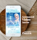 Frozen Video Invitation, Editable Princess Elsa Birthday Video Invite, Frozen Digital Party Invites, Animated Mobile Invite, Winter Snow product logo