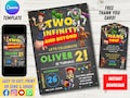 Two Infinity and Beyond Birthday Invitation | 2nd Birthday Toy Kids Birthday Party Invite | Digital Canva Template | Toys | Editable Canva