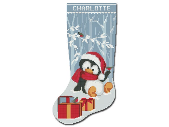 Cross Stitch Kits for Adults, Stamped Personalized Christmas Stockings Cute  Xmas Dinosaur Needlepoint Counted Easy Simple Cross-Stitch Patterns for