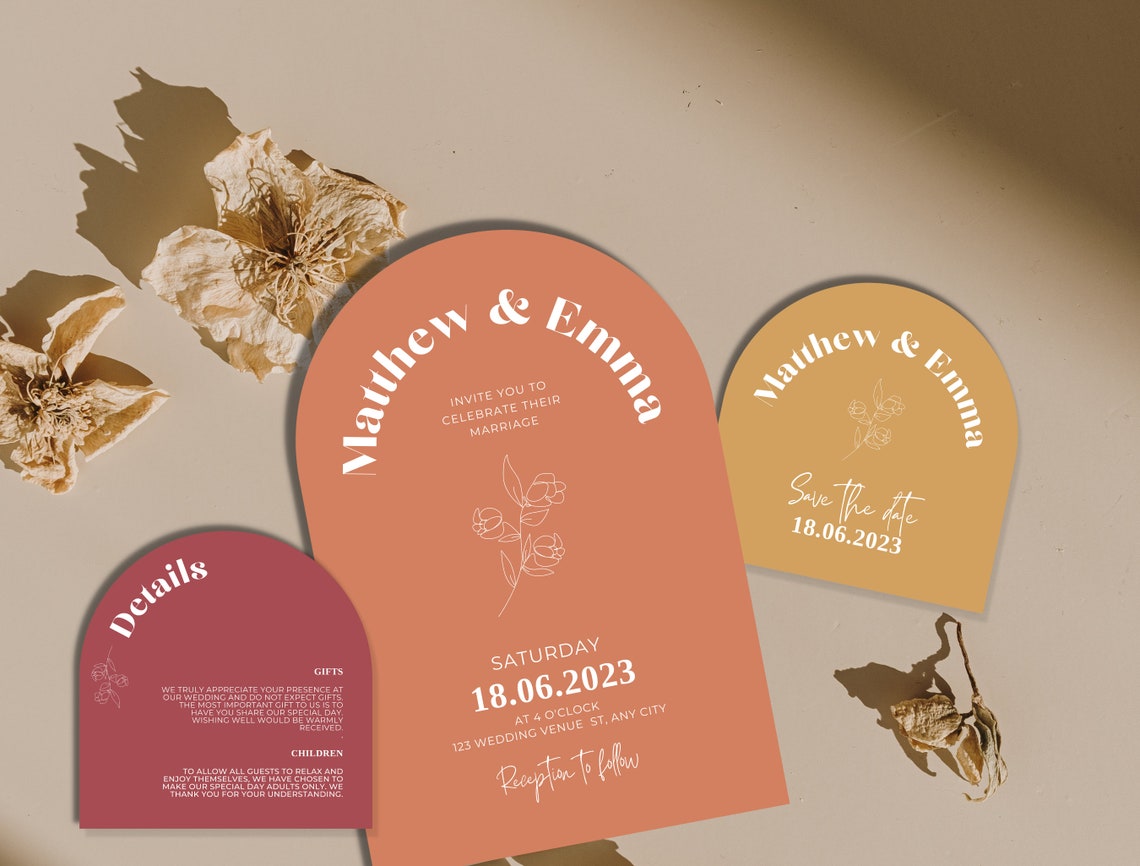 Arch Sunset Wedding Invitation Wedding Invitation Template Etsy