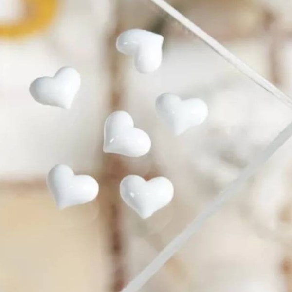 20 Mini White Heart Nail Charms Nail Art Embellishments