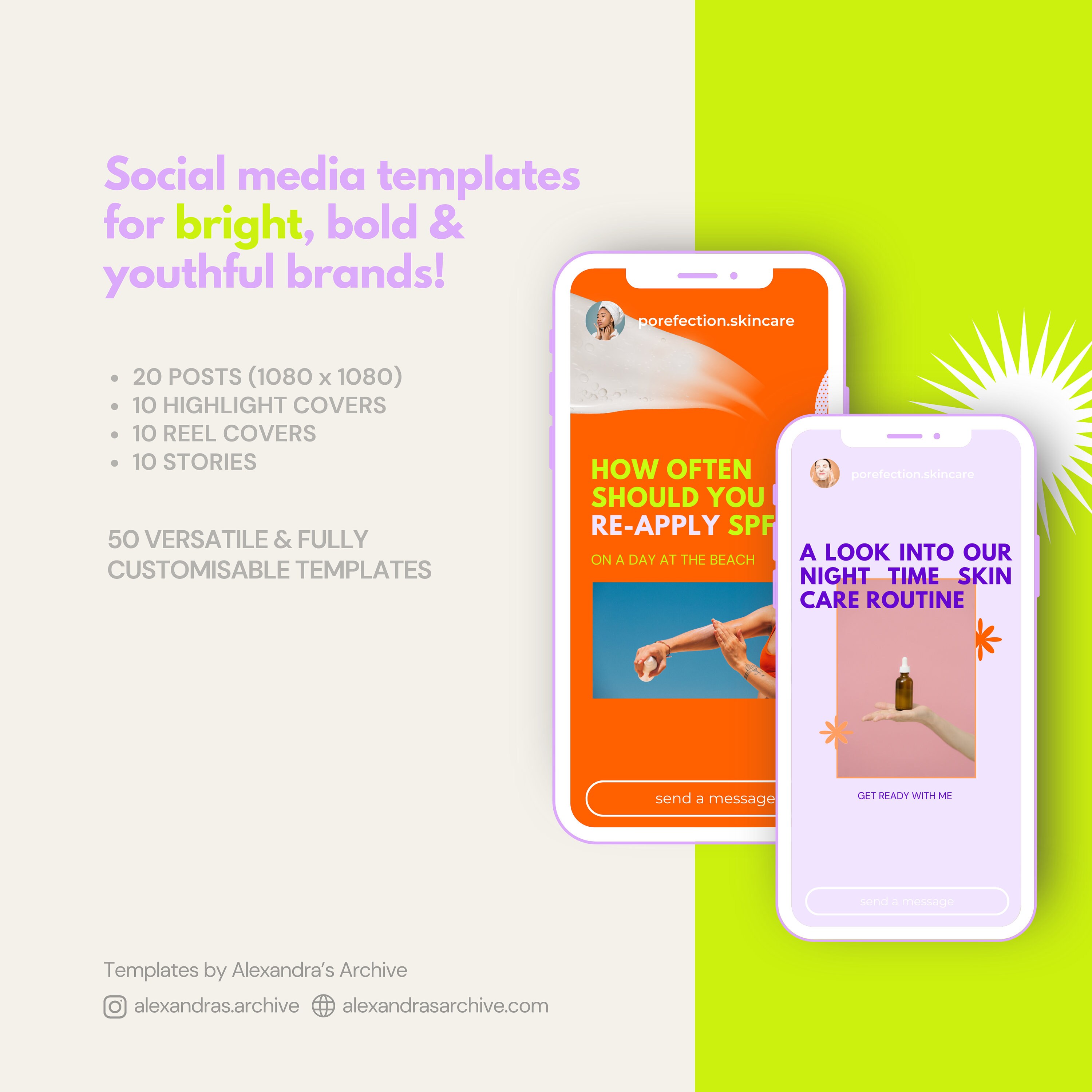 Bright & Bold Social Media Templates Canva Template Pack for Etsy