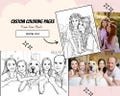 5 Custom Coloring Book Pages, Personalised Photo To Coloring Page, Printable Coloring Book, Gift For Kids, First Fathers Day Gift (Digital)