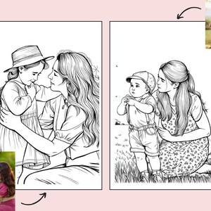5 páginas personalizadas para colorear, foto personalizada para colorear, libro para colorear imprimible, regalo para niños, regalo para el primer Día del Padre (digital) imagen 5