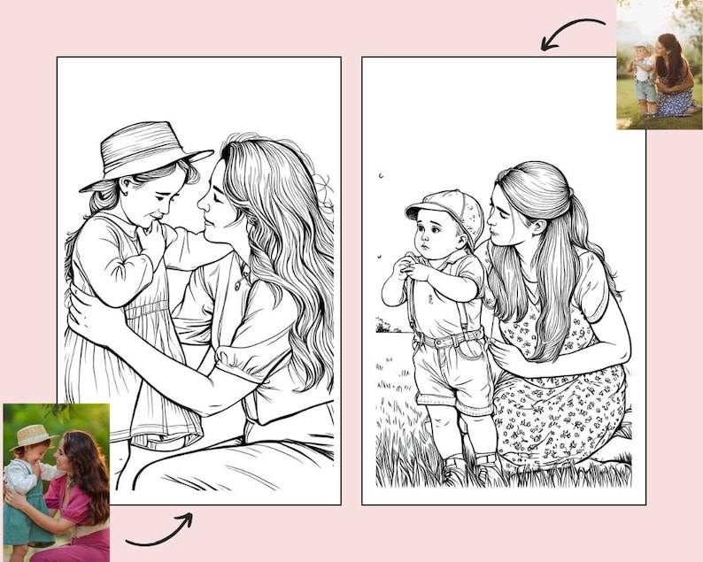 5 páginas personalizadas para colorear, foto personalizada para colorear, libro para colorear imprimible, regalo para niños, regalo para el primer Día del Padre (digital) imagen 5