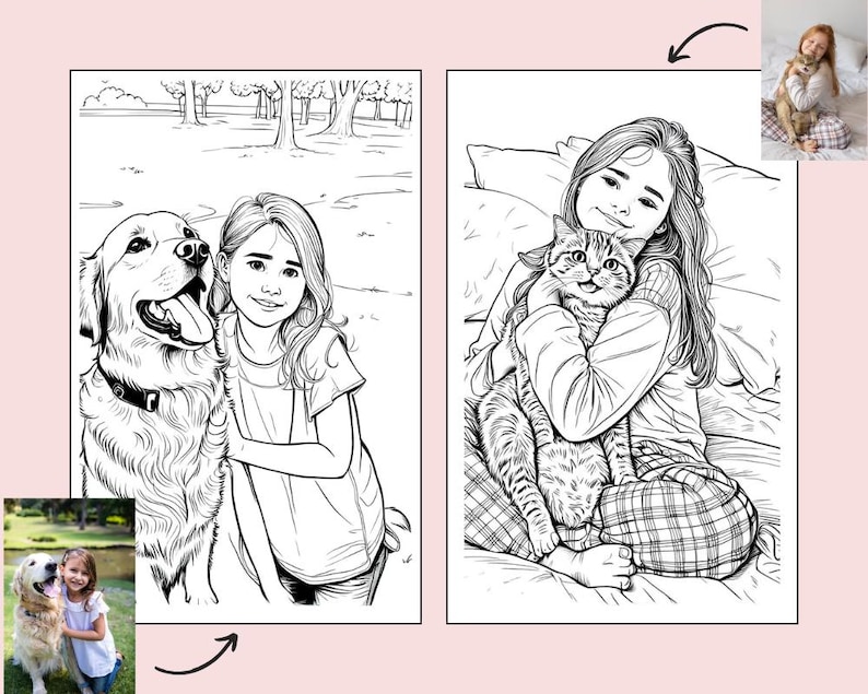5 páginas personalizadas para colorear, foto personalizada para colorear, libro para colorear imprimible, regalo para niños, regalo para el primer Día del Padre (digital) imagen 3