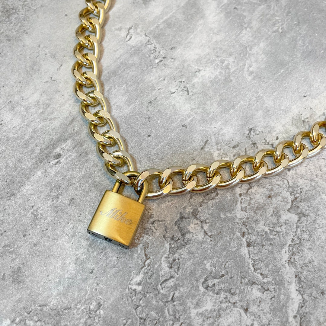 Engraved Lock Necklace Custom Locking Day Collar Lock and Etsy
