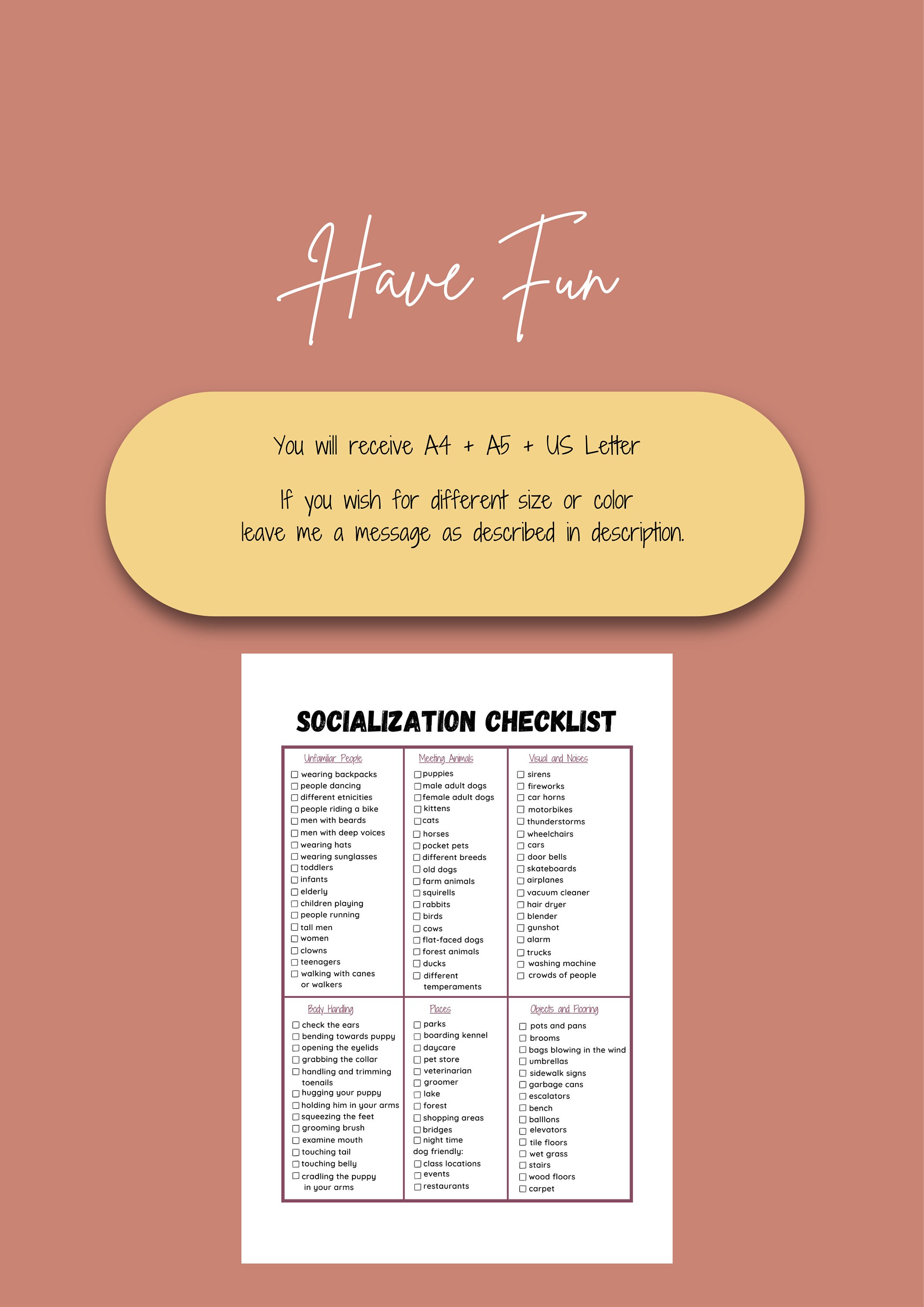 PRINTABLE Puppy Socialization Checklist Dog Socialization - Etsy