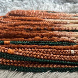 Boho dreadlocks Ginger synthetic dreads Double ended dreadlock Light orange to blonde ombré Dreadlock extensions Green dreads Full set image 13