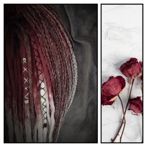 Double ended dreadlock Red synthetic dreads Crochet dreadlocks Full set Dreadlocks extensions Mix of two colours Red and white