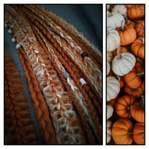 Ginger synthetic braids Double ended  braids Fishtail braids Braids extensions Textured braids Color synthetic braid Orange and white braids