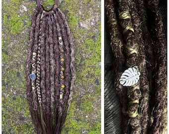 Brown & Green Dreadlock Hairband: Boho Festival Hair Extension