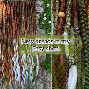 Boho dreadlocks Ginger synthetic dreads Double ended dreadlock Light orange to blonde ombré Dreadlock extensions Green dreads Full set image 10