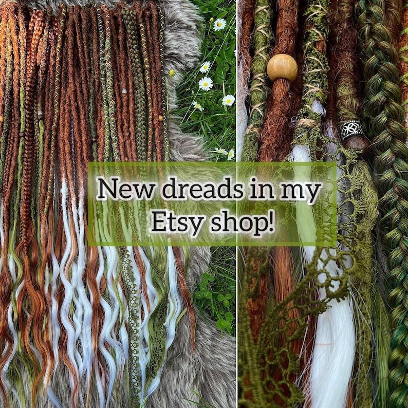 Boho dreadlocks Ginger synthetic dreads Double ended dreadlock Light orange to blonde ombré Dreadlock extensions Green dreads Full set image 10