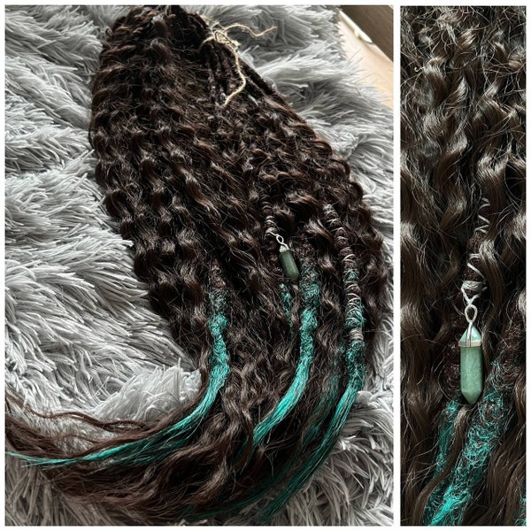 Synthetic crochet wavy dreads Bohemian wavy dread extension Dreadlocks extension Synthetic dread Brown curly dread extension Curly full set