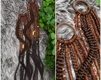 Dreads on elastic band Dreadlock extension Brown dreads Ginger dreads  Dreadlock viking extension Dread falls Hair extensions Festival hair