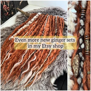 Boho dreadlocks Ginger synthetic dreads Double ended dreadlock Light orange to blonde ombré Dreadlock extensions Green dreads Full set image 6