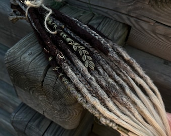 Boho  dreadlocks Dreadlock extension Mix of double ended dreadlocks and de braids Full set Brown to blonde ombre Viking dreadlock SE dread
