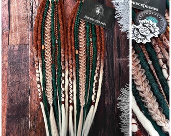 Dreads on elastic band Dreadlock extension Ginger dreads Green dreads  Dreadlock viking extension Dread falls Hair extensions Festival hair