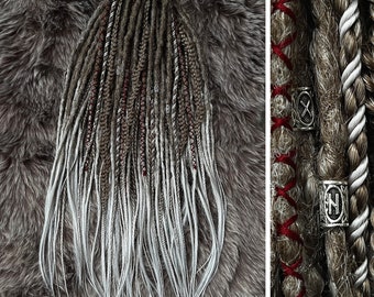 Dreadlock extension Viking dreadlocks Mix of double ended dreadlocks and de braids Light ash brown to blonde ombre Boho dreadlocks SE dread