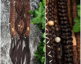 Boho dreadlocks Ginger synthetic dreads Double ended dreadlock Ginger to dark brown ombré Dreadlock extensions Brown dreads Full set