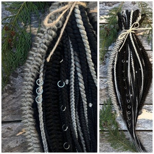 Double ended black braids Full set Black boho braids Hair extensions Textured braids Synthetic classic braids Silver braids