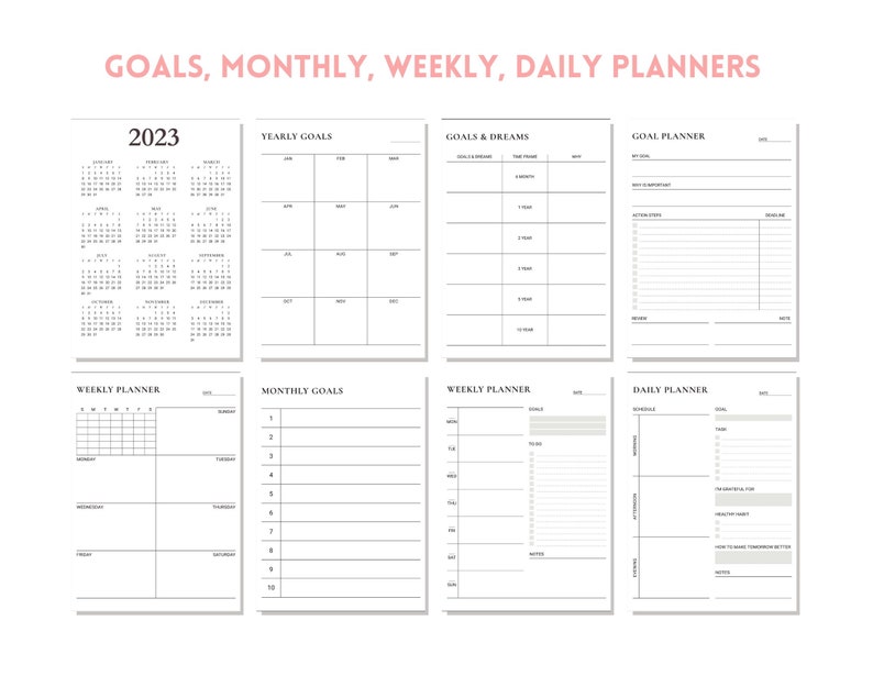 2023 Monthly Planner Printable 2023 Calendar Instant Etsy