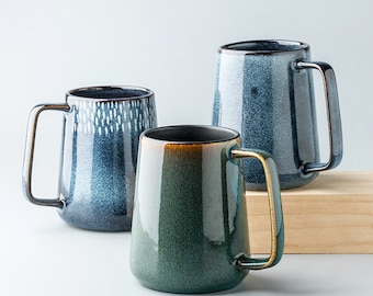 Taza grande de cerámica para café/té de 700 ml, hecha a mano.